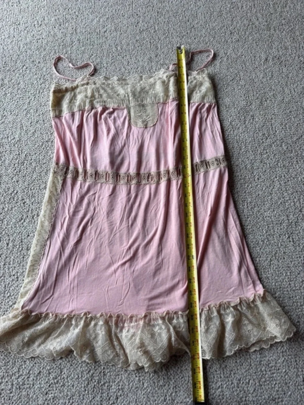 Vintage Ralph Lauren Pink Lace Sleep Tunic Chemise Coquette Cottagecore L Glam
